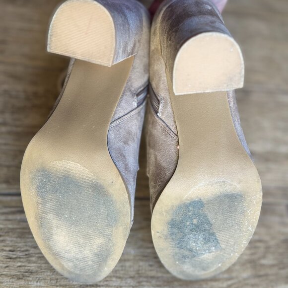 Madden Girl Klaim Boots Women's Size 7.5 Taupe High Heels Lace ups Used in Box - Picture 4 of 10